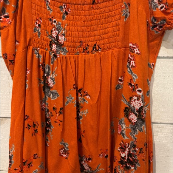 Free People Close To You Blouse Orange Floral Off Shoulder Top in size Medium - Picture 7 of 12